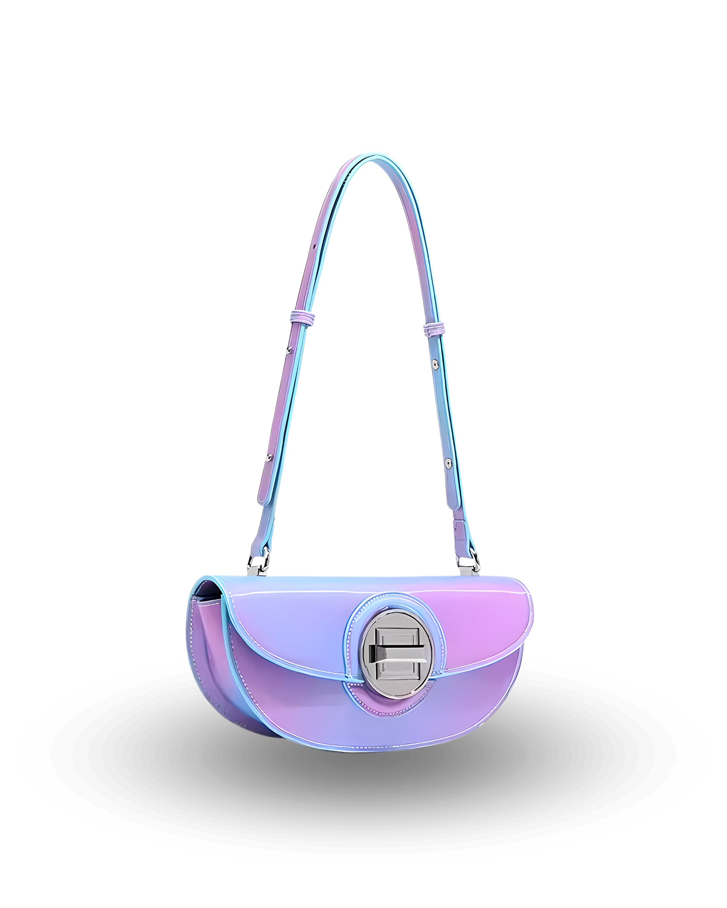 Pastel-colored handbag with a gradient effect on a white background