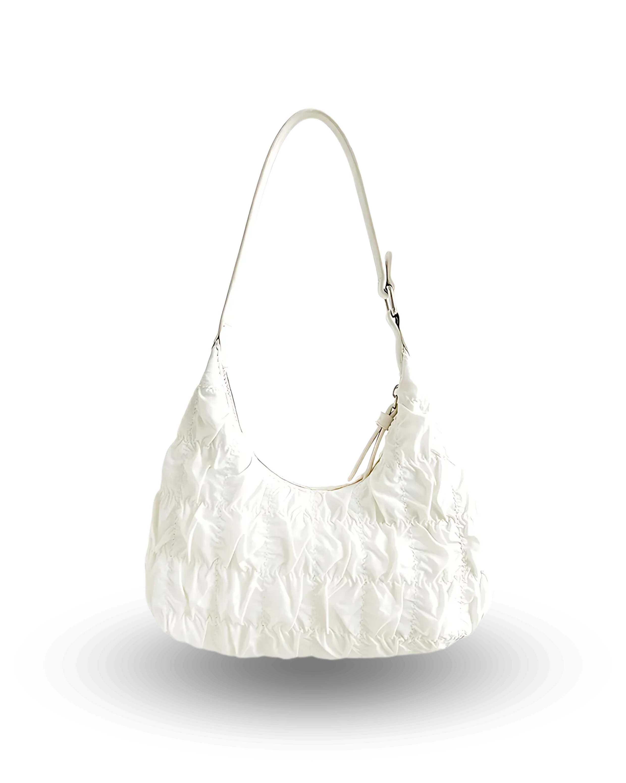 White textured handbag on a white background